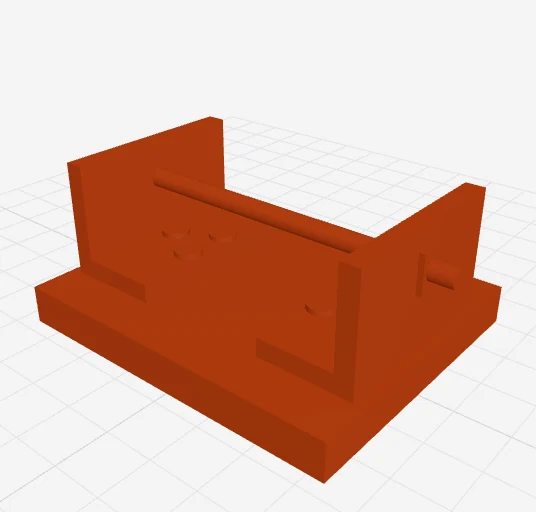 A converted CAD bracket shown in the 3D preview, in orange on a grid